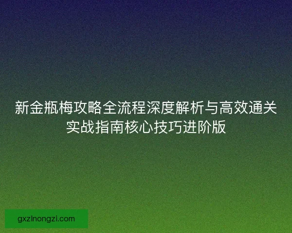 新金瓶梅攻略全流程深度解析与高效通关实战指南核心技巧进阶版