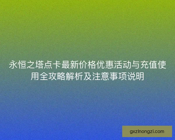 永恒之塔点卡最新价格优惠活动与充值使用全攻略解析及注意事项说明