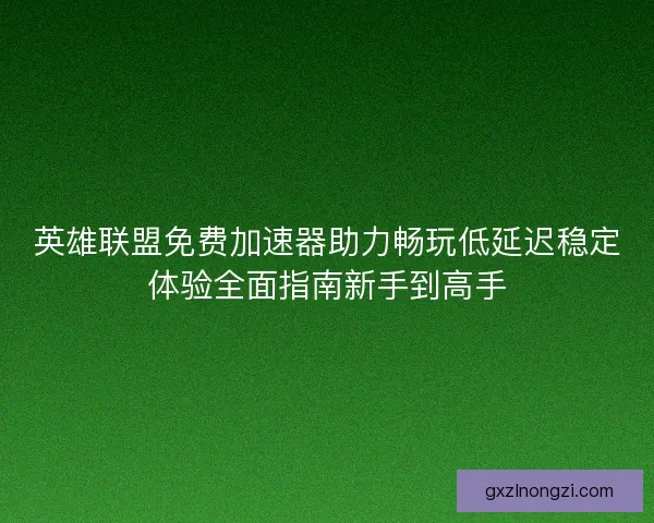 英雄联盟免费加速器助力畅玩低延迟稳定体验全面指南新手到高手