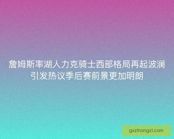 詹姆斯率湖人力克骑士西部格局再起波澜引发热议季后赛前景更加明朗