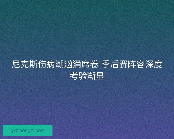 尼克斯伤病潮汹涌席卷 季后赛阵容深度考验渐显
