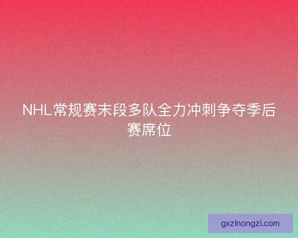 NHL常规赛末段多队全力冲刺争夺季后赛席位